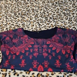 Espresso Navy and Pink Long Sleeve Top